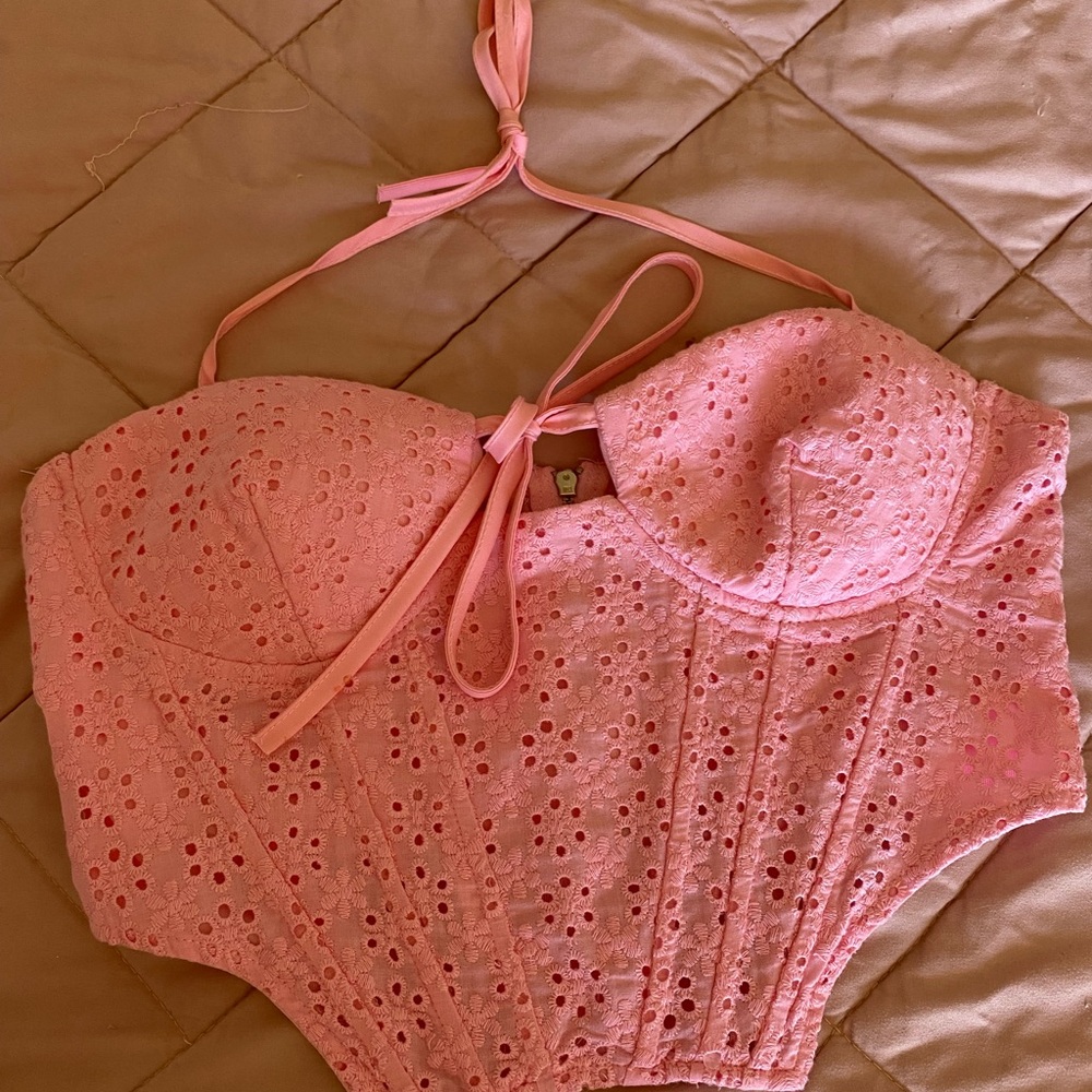 Fashion Nova Pink Lace Bustier set